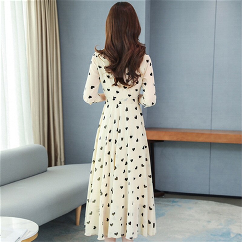 Korean summer temperament chiffon floral big swing women's dress