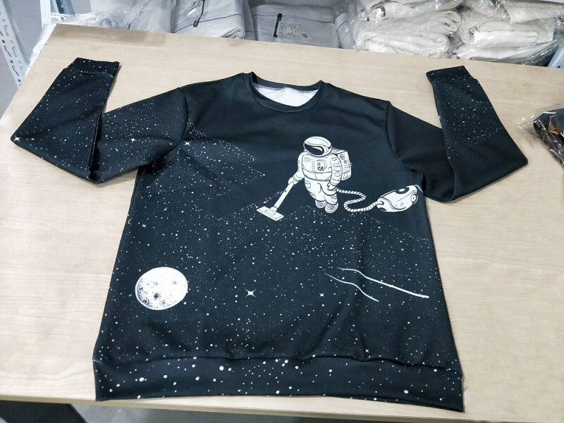 Cloudstyle 3D Sweatshirt. Space Vacuum Cleaner Robot. Jumper, Pullover, Streetwear