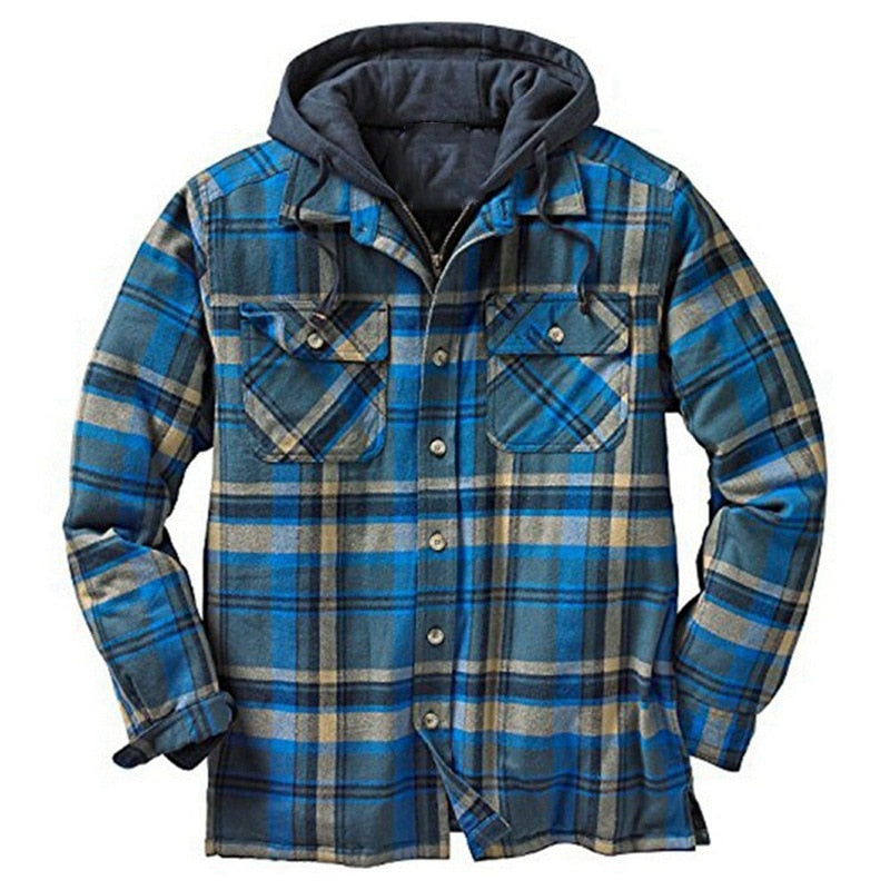 Plaid Long-sleeved Hooded Jacket