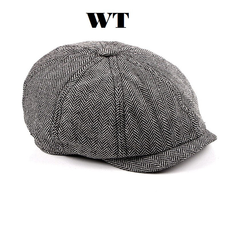 Men Cap 20th Century Style Octagonal Hats Winter