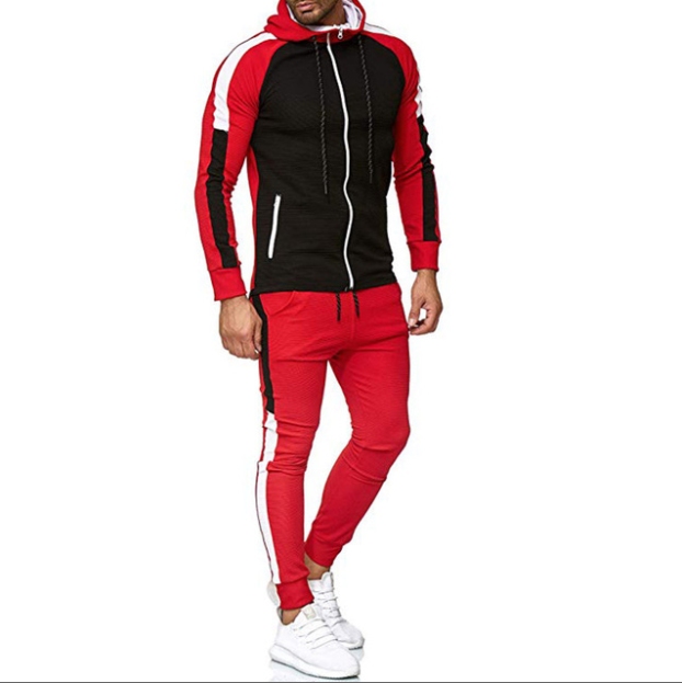 Casual Patchwork Tracksuit with Full Sleeve and Elastic Waist