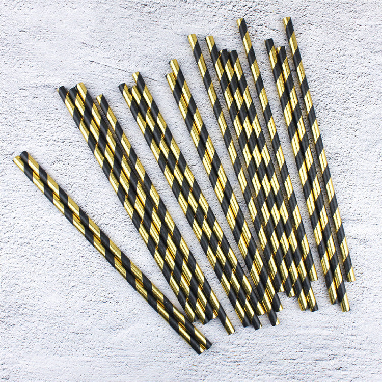 Environmentally-Friendly Paper Straws with Hot Stamping Designs - Straight Pipe Style