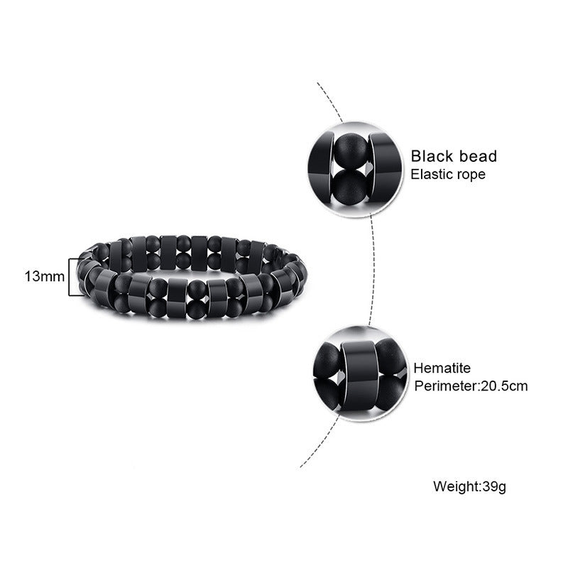 Cross-border Jewelry New Men's Black Gallstone Tiger Eye Stone Beaded Bracelet