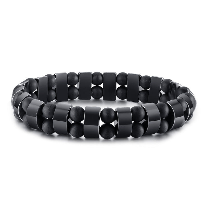 Cross-border Jewelry New Men's Black Gallstone Tiger Eye Stone Beaded Bracelet