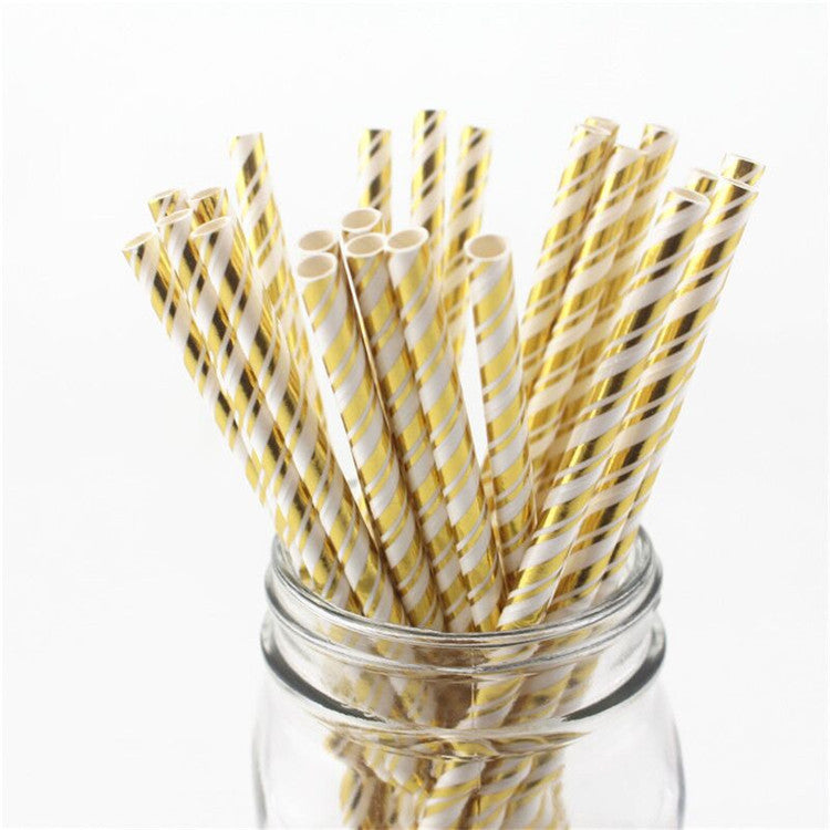 Environmentally-Friendly Paper Straws with Hot Stamping Designs - Straight Pipe Style