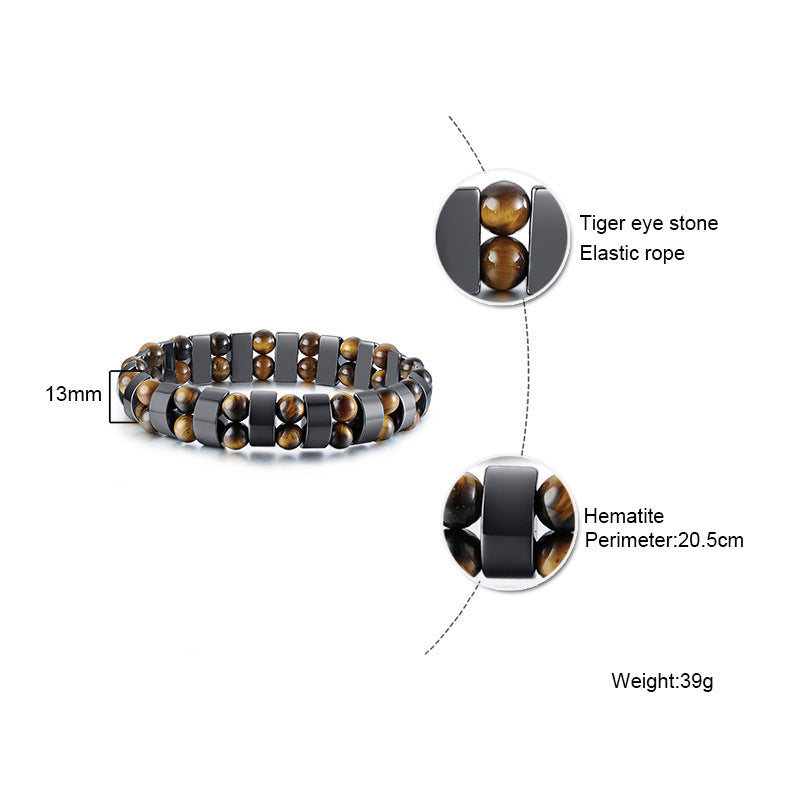 Cross-border Jewelry New Men's Black Gallstone Tiger Eye Stone Beaded Bracelet