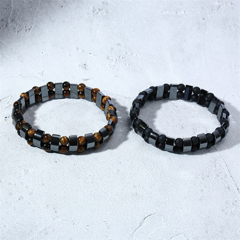 Cross-border Jewelry New Men's Black Gallstone Tiger Eye Stone Beaded Bracelet