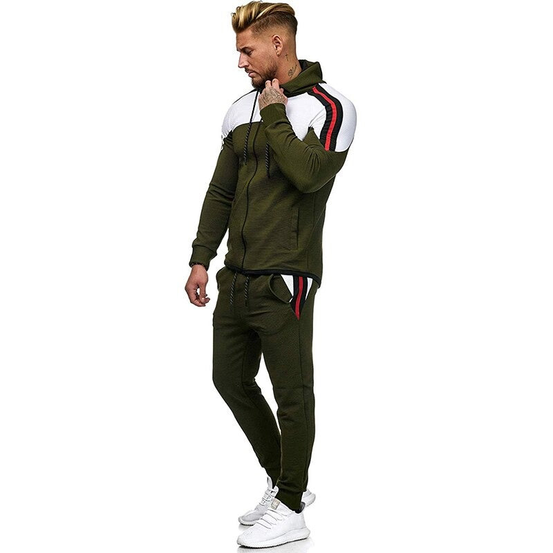 Casual Patchwork Tracksuit with Full Sleeve and Elastic Waist