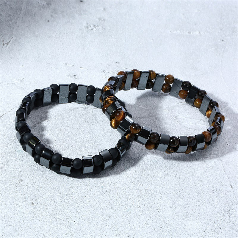 Cross-border Jewelry New Men's Black Gallstone Tiger Eye Stone Beaded Bracelet