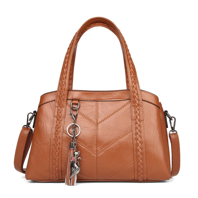 Faux Leather Casual Tote Bag