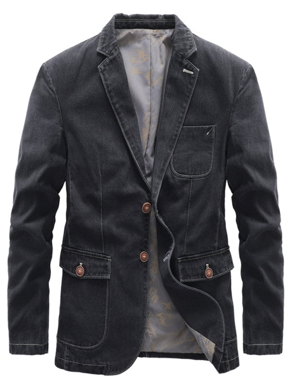 Men's Casual Loose Denim Blazer, Multi-pocket Suit Jacket